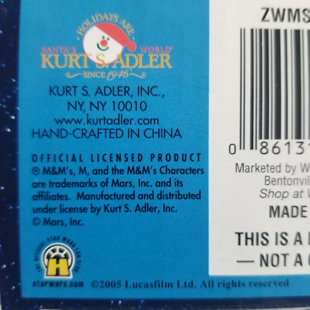 Kurt S. Adler 2005 M&M Star Wars Christmas‎ Ornamen